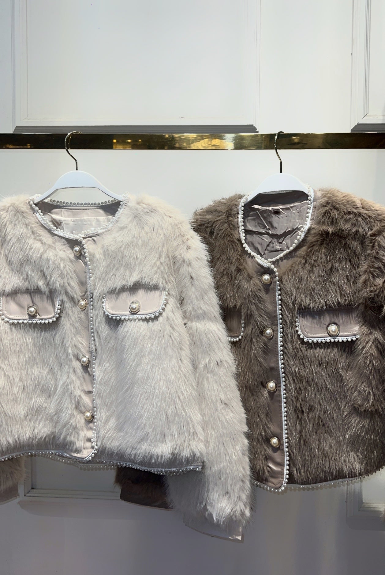 ABRIGO PELUCHE PERLAS CAMEL