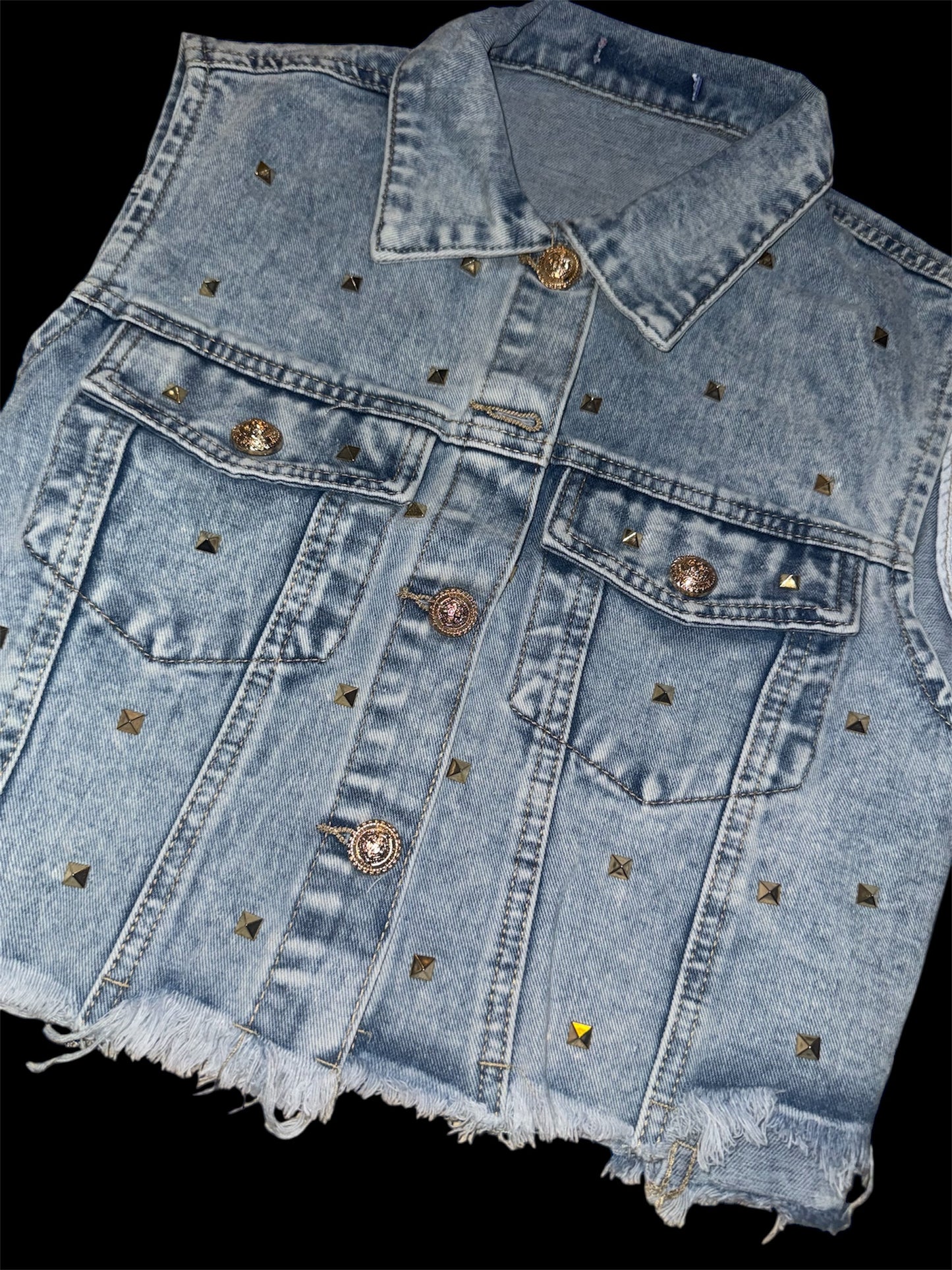 CHALECO DESM SPARKLE DENIM CLARO