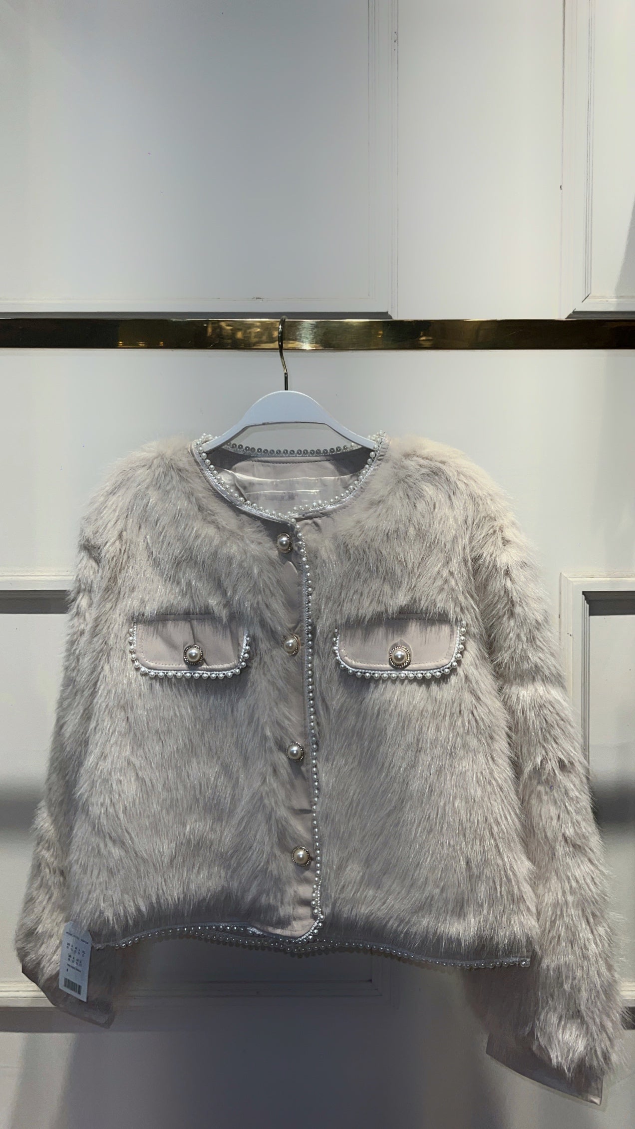 ABRIGO SABRINA PELUCHE PERLAS BEIGE