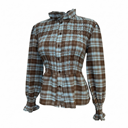 BLUSA RAEHNA CUADROS -CREMA/NEGRO