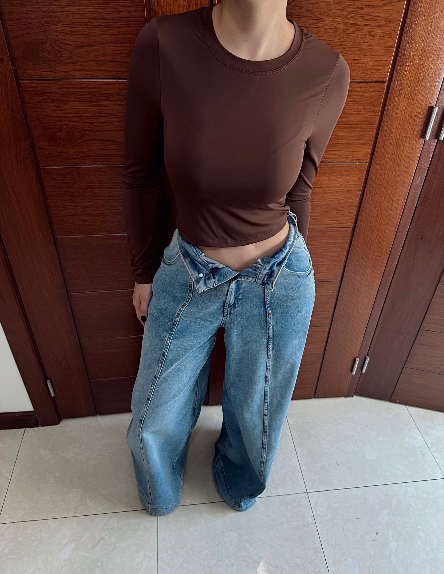 BLUSA SOFT MANGA LARGA NUDE