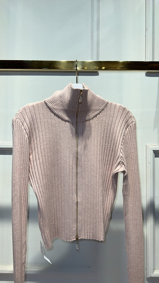 SUETER ZIPER PIEDRAS ROSA PALO