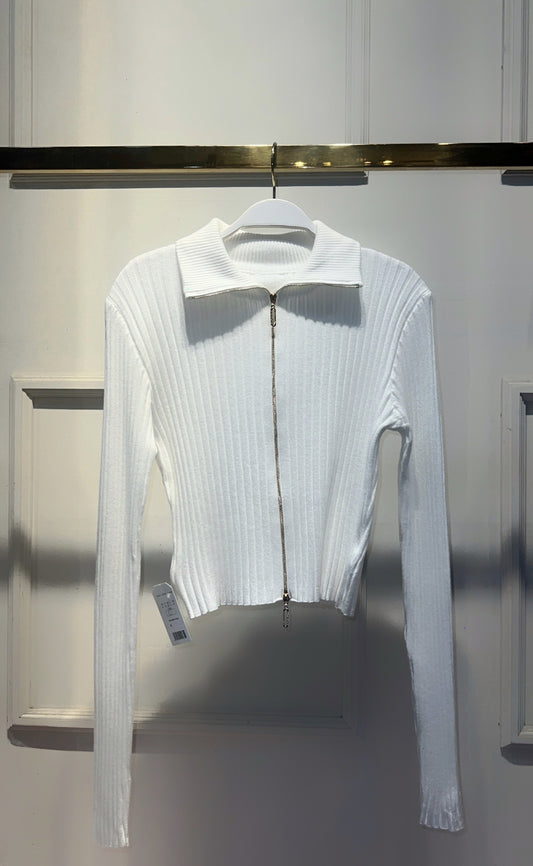 SUETER ZIPER PIEDRAS BLANCO