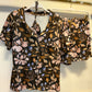 PIJAMA SHORT CAFÉ/ VERDE FLORES