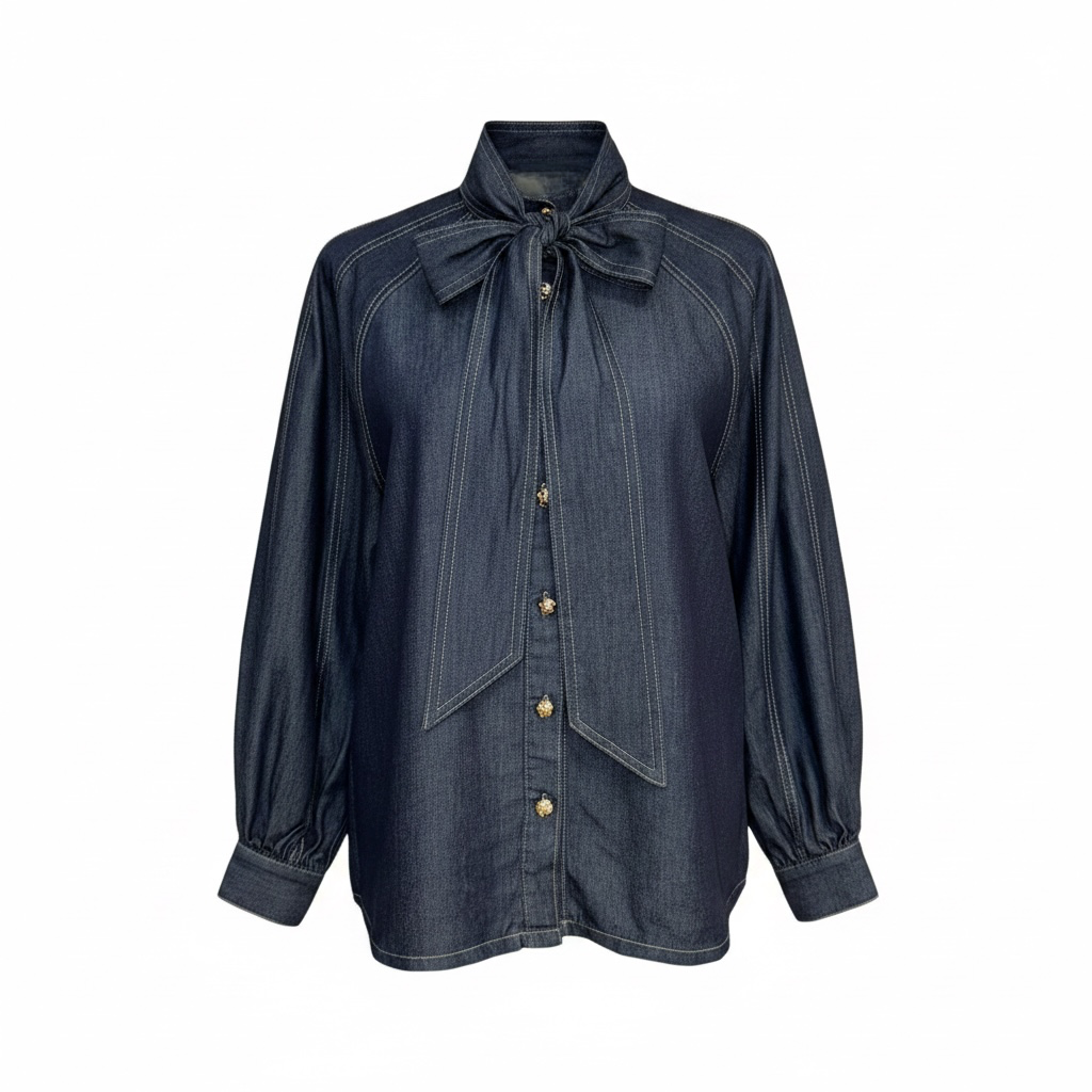 BLUSA ALESSIA BOW - DENIM OBSCURO