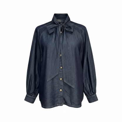 BLUSA ALESSIA BOW - DENIM OBSCURO