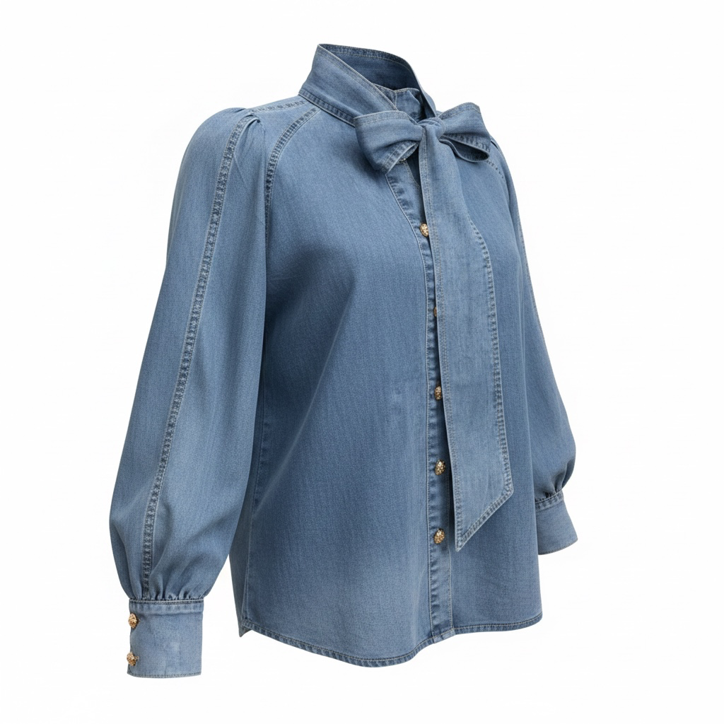 BLUSA ALESSIA BOW - DENIM OBSCURO