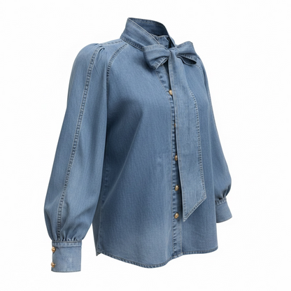 BLUSA ALESSIA BOW - DENIM OBSCURO