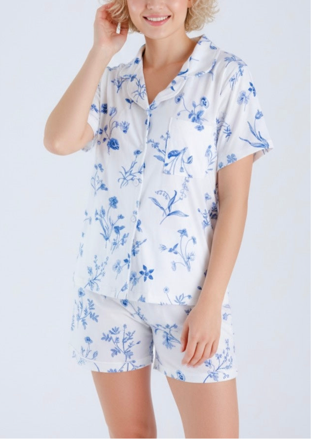 PIJAMA SHORT BOCETOS BLANCO