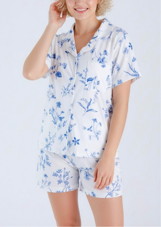 PIJAMA SHORT BOCETOS BLANCO