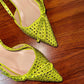 ZAPATILLA STILETTO LOW PIEDRAS -VELLA VERDE