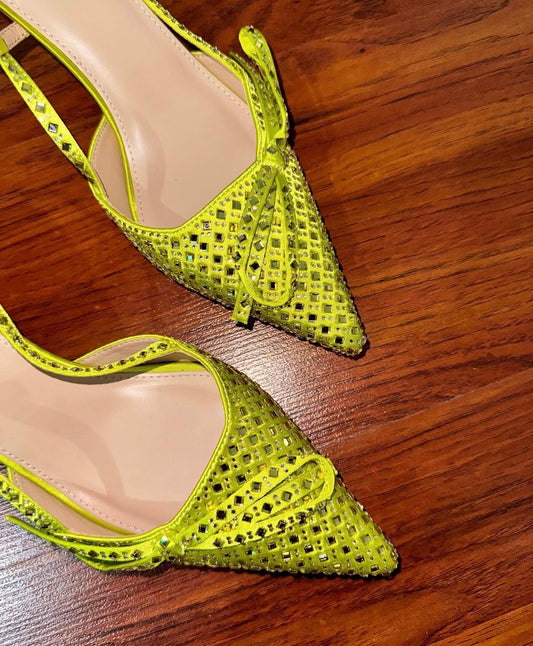 ZAPATILLA STILETTO LOW PIEDRAS -VELLA VERDE