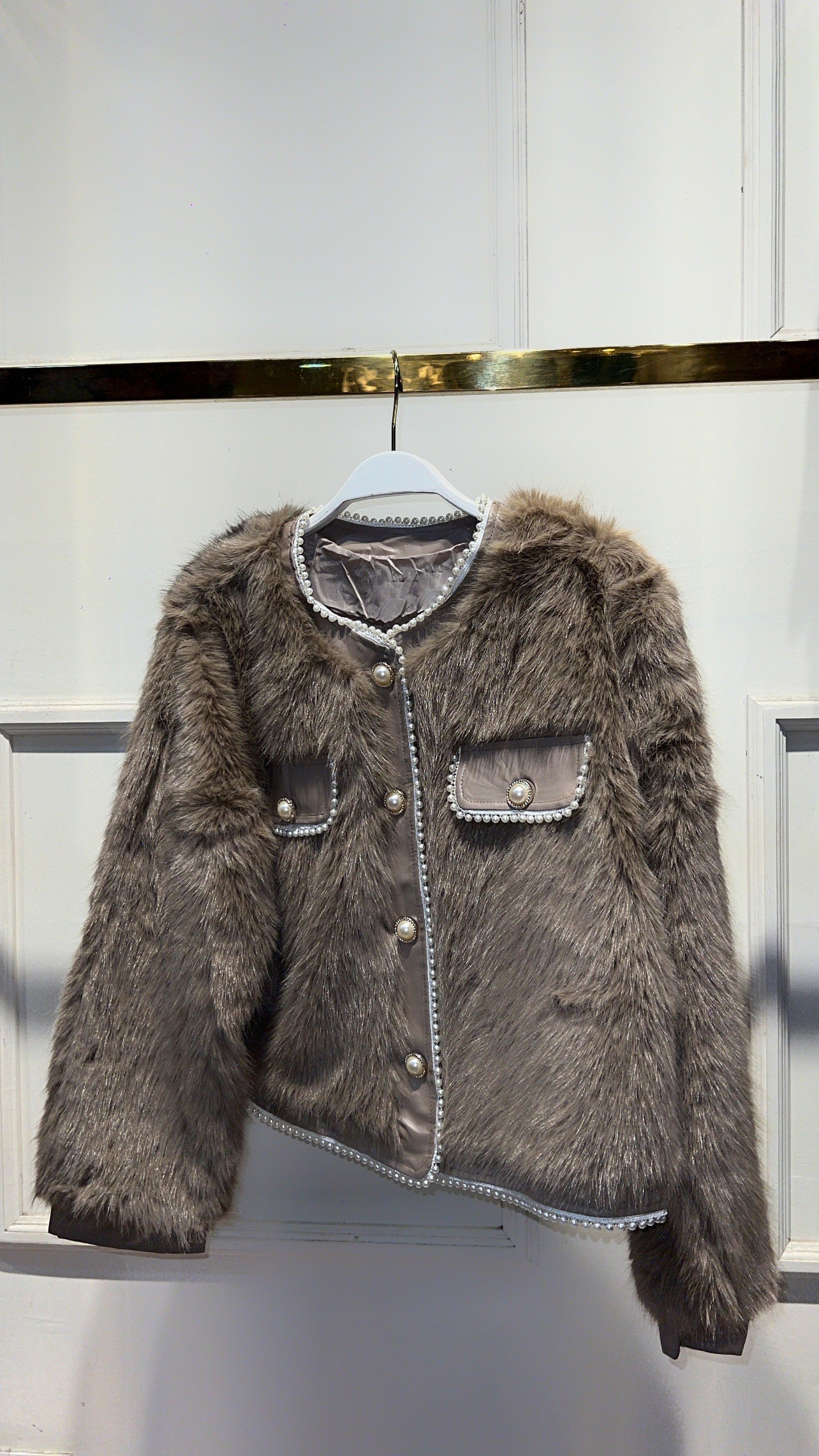 ABRIGO  PELUCHE PERLAS CAMEL