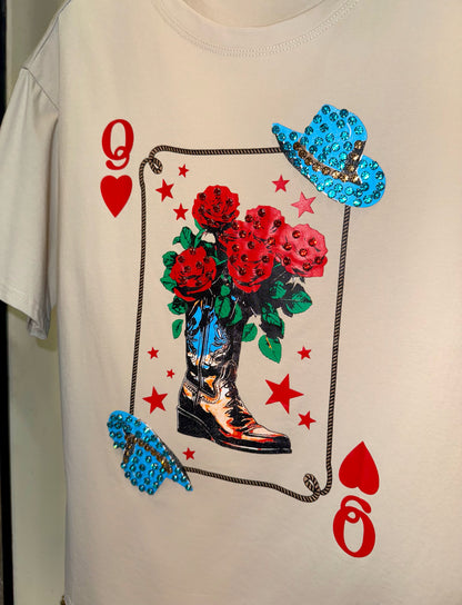 PLAYERA CARTA VAQUERA FLORES