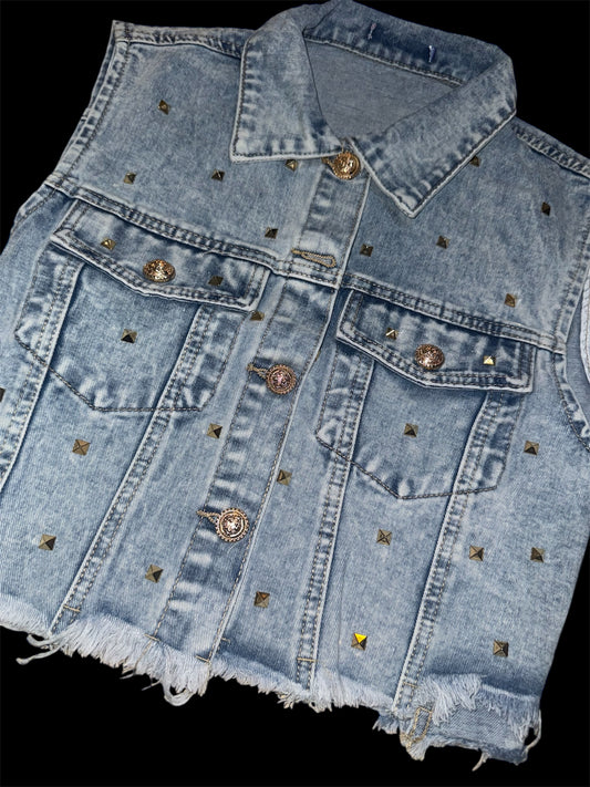 CHALECO DESM SPARKLE DENIM CLARO
