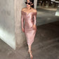VESTIDO ANAIS MIDI ROSA SATIN STONES