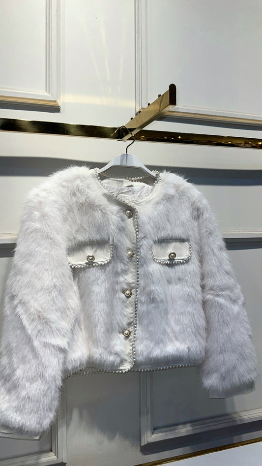 ABRIGO SABRINA  PELUCHE PERLAS BLANCO