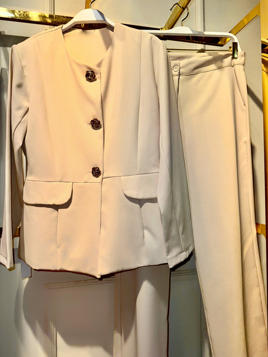 SET FANCY FLOWER BEIGE