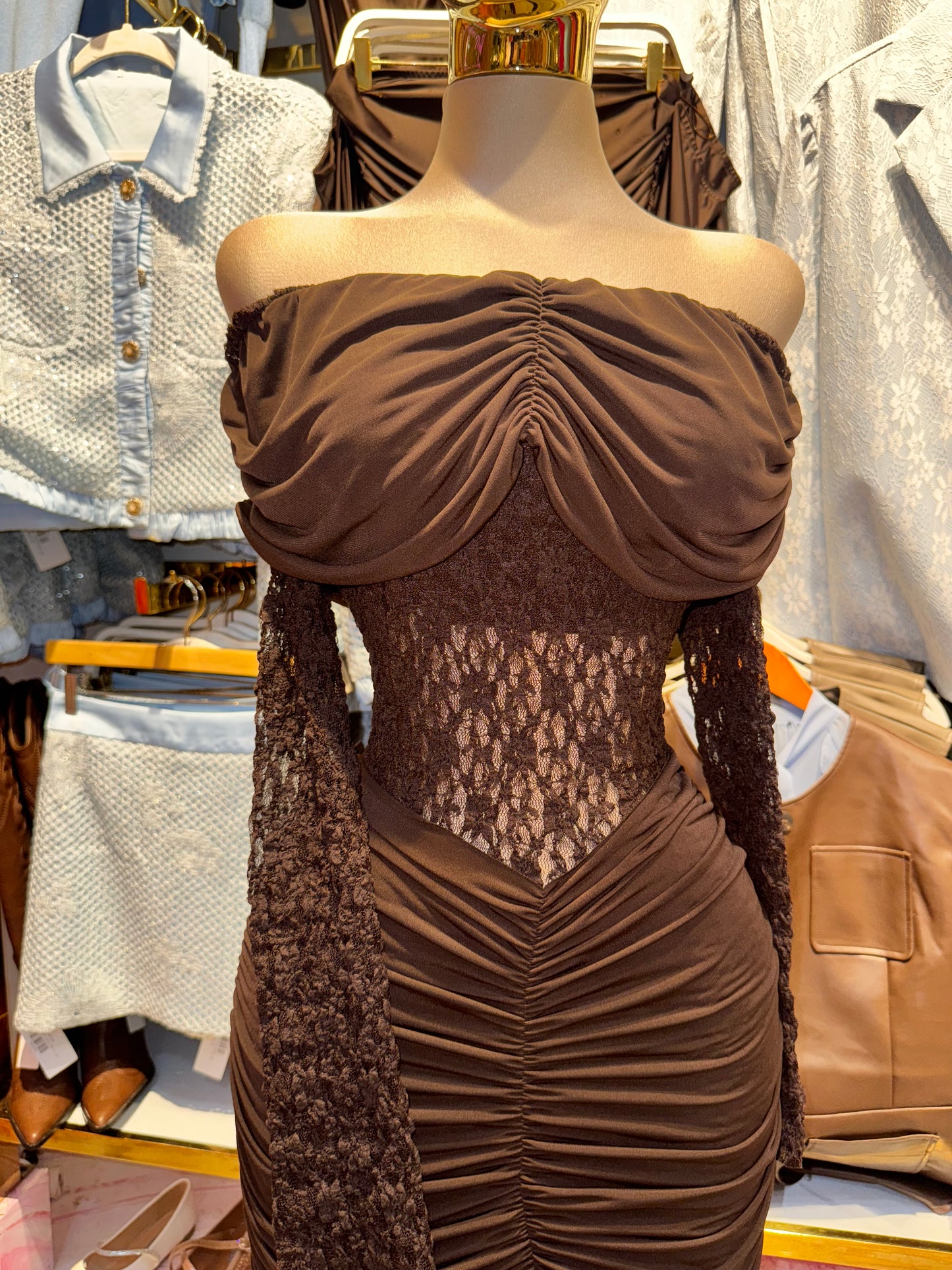 VESTIDO KIM ENCAJE CHOCOLATE