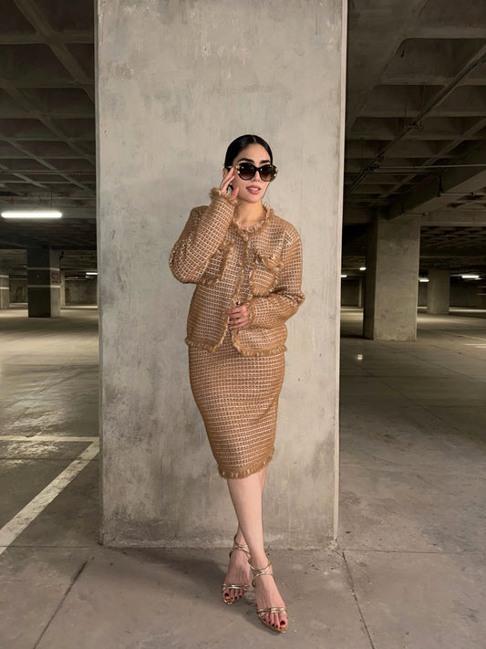 SET TWEED EMILIA  CAMEL