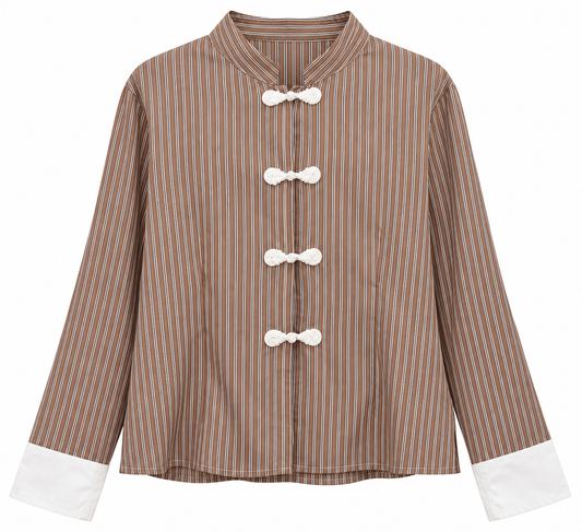 BLUSA TAYLOR LINEAS MOKA