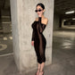 VESTIDO ROMY MIDI OFF THE SHOULDER STONES