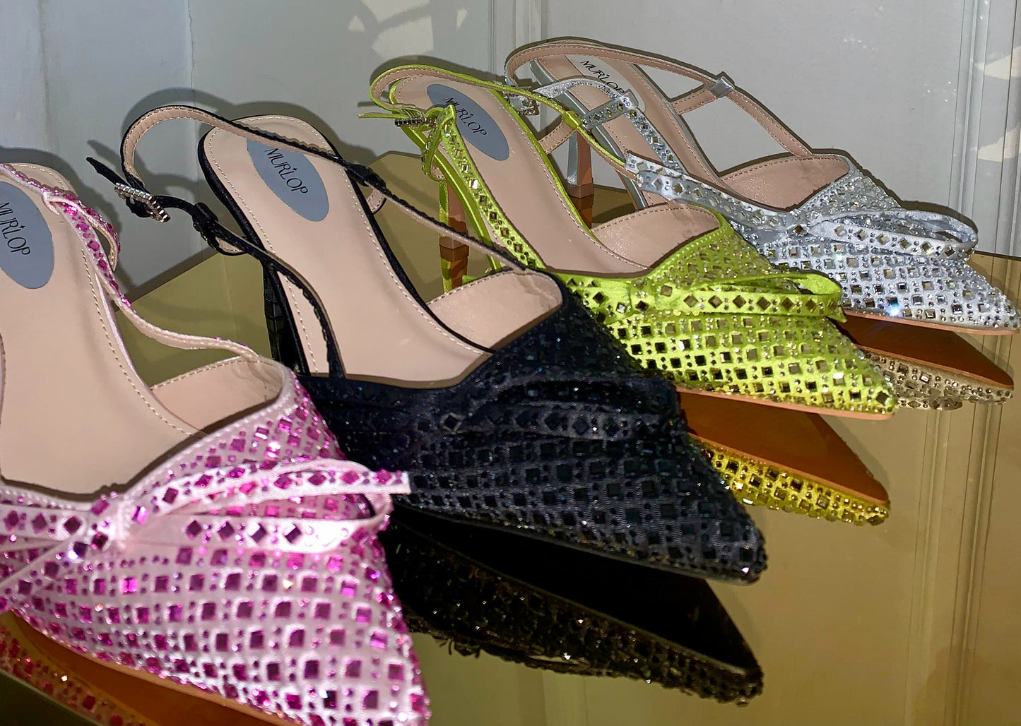 ZAPATILLA STILETTO LOW PIEDRAS -VELLA VERDE