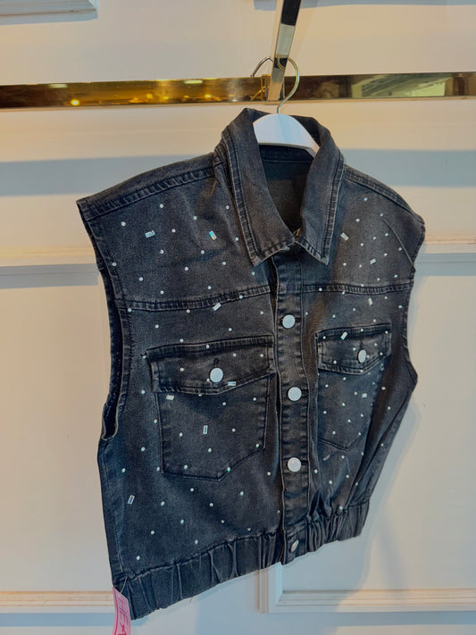 CHALECO DENIM NEGRO SPARKLE