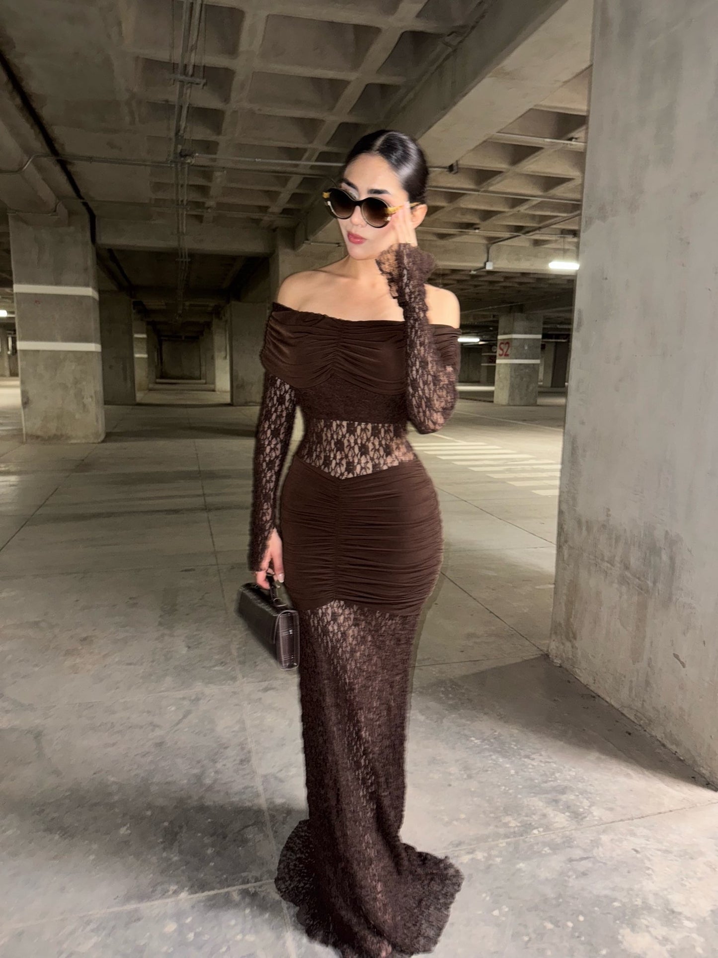 VESTIDO KIM ENCAJE CHOCOLATE