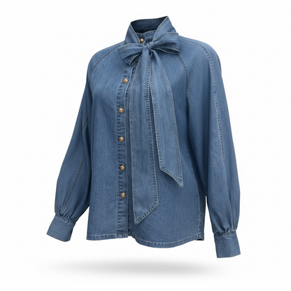 BLUSA ALESSIA BOW - DENIM OBSCURO