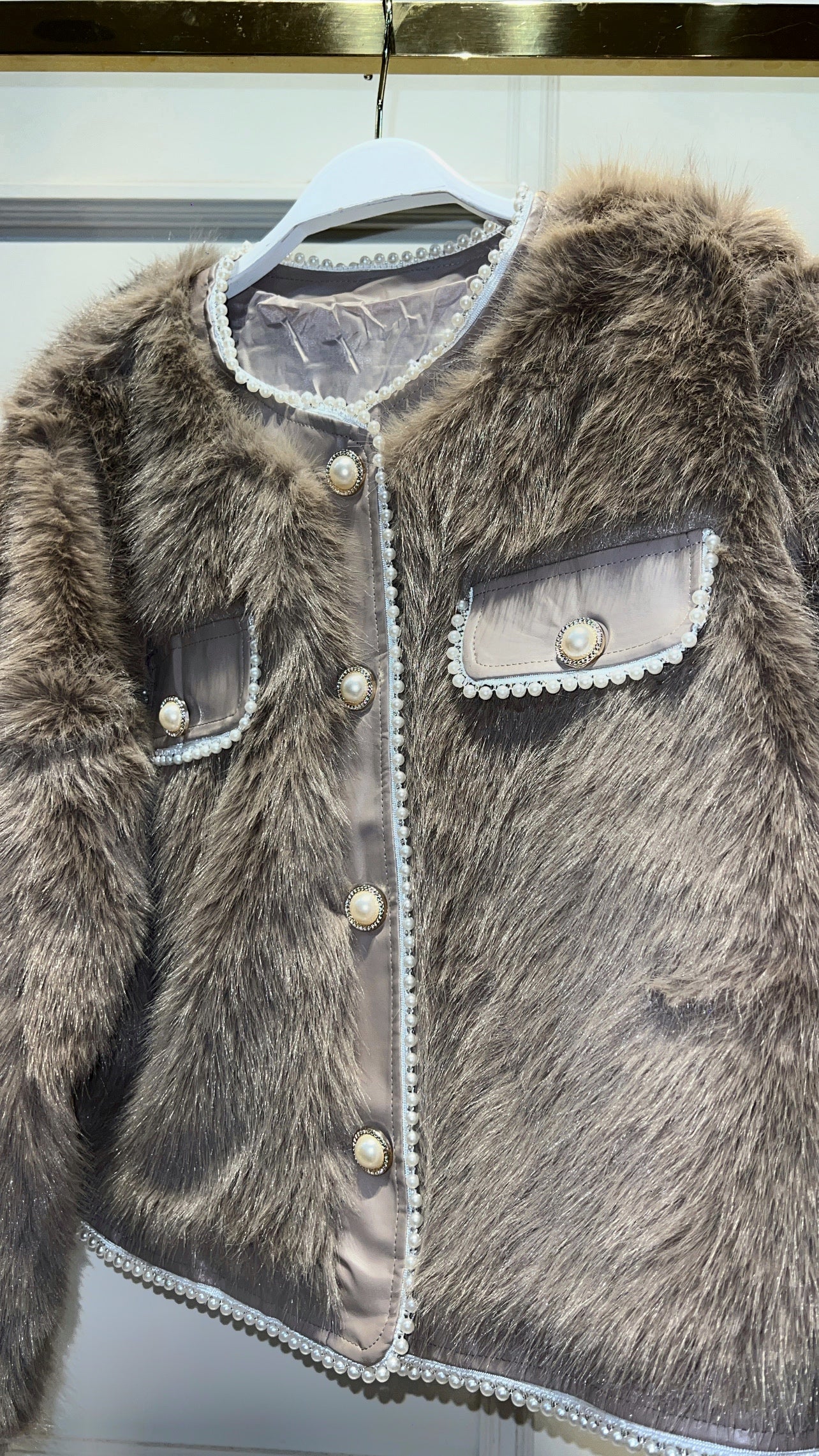 ABRIGO  PELUCHE PERLAS CAMEL