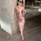 VESTIDO ANAIS MIDI ROSA SATIN STONES
